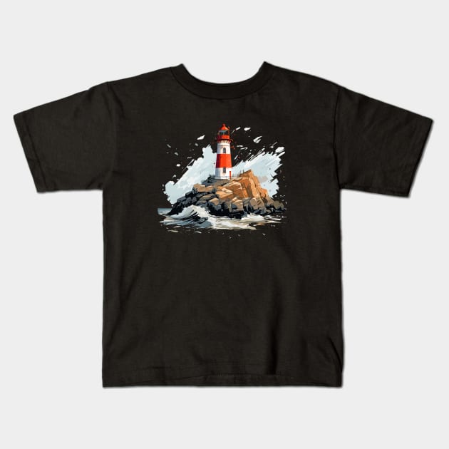 Lighthouse Seacoast Beauty Nature Ocean Discovery Kids T-Shirt by Cubebox